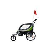 Fietskar kind - buggy - 2-zits - met schokbreker - lime