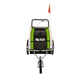 Fietskar kind - buggy - 2-zits - met schokbreker - lime