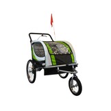 Fietskar kind - buggy - 2-zits - met schokbreker - lime