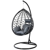 Hangstoel met frame - Ei stoel - zwart-grijs - tot 125 kg