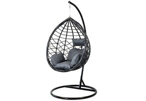 Hangstoel met frame - Ei stoel - zwart-grijs - tot 125 kg