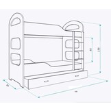 Wit stapelbed - 190x80 cm - kinderbed met 2 matrassen