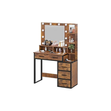 Kaptafel - met spiegel en licht - 92x40x143,5 cm - industrieel