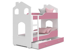 Stapelbed voor kinderen - 180x80 cm - met lade - wit roze