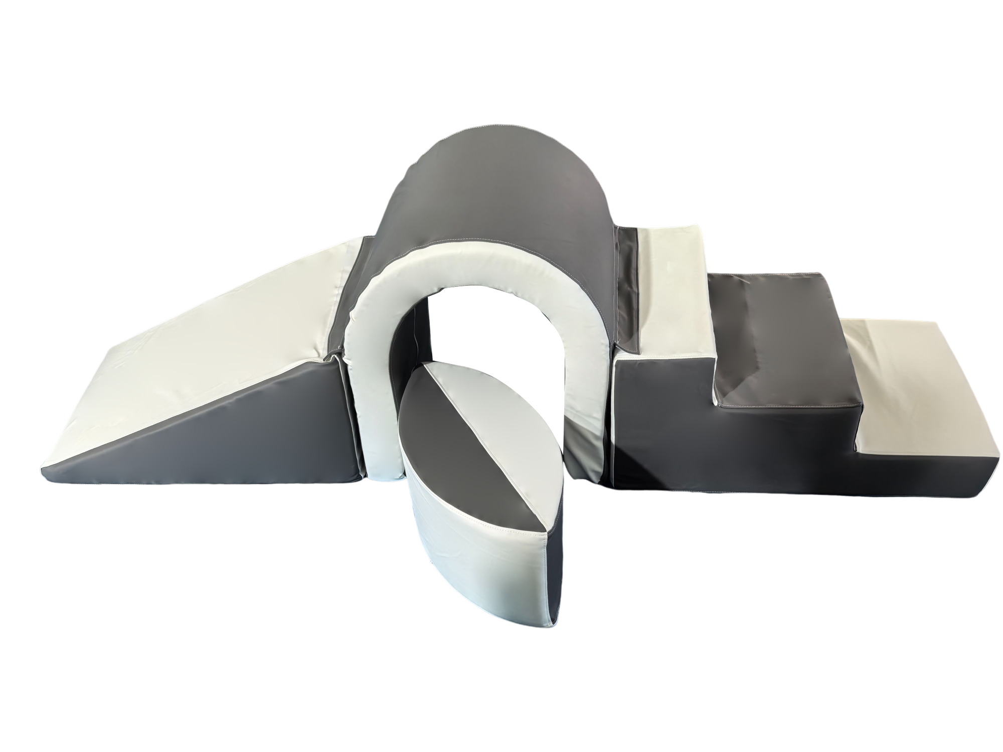 Foam blokken - soft play - brug set met glijbaan - wit grijs