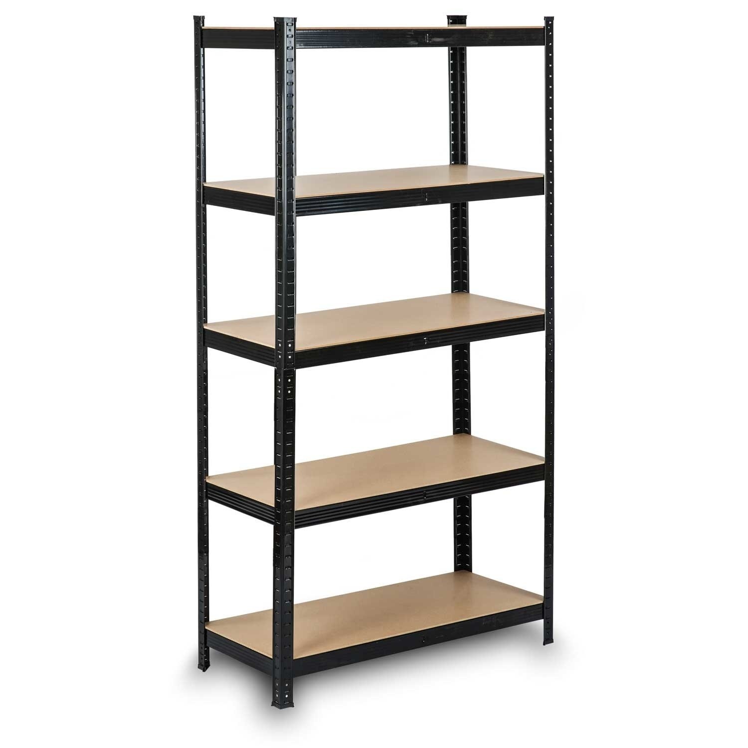 Stellingkast - opbergrek - 150x75x30 cm - metaal en mdf - zwart