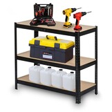 Stellingkast - opbergrek - 150x75x30 cm - metaal en mdf - zwart