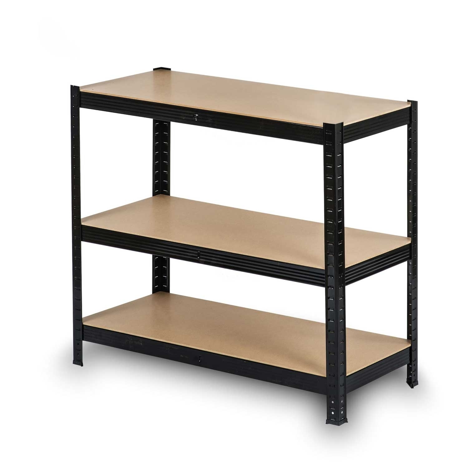 Stellingkast - opbergrek - 150x75x30 cm - metaal en mdf - zwart