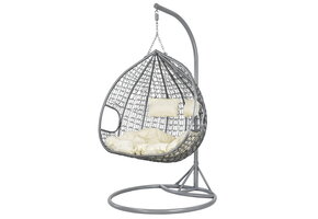 Hangstoel met frame - ei stoel voor 2 personen - grijs beige