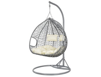 Hangstoel met frame - ei stoel voor 2 personen - grijs beige