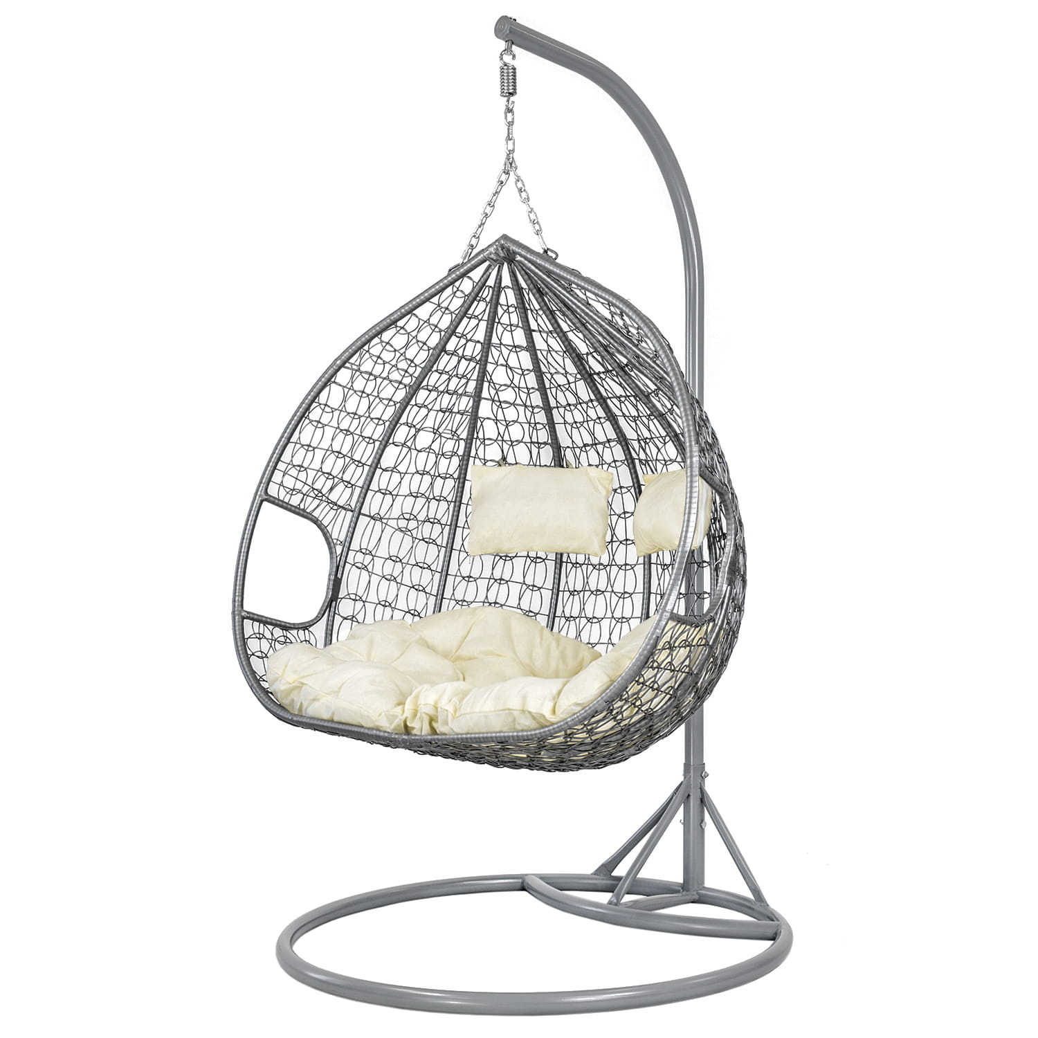 Hangstoel met frame - ei stoel voor 2 personen - grijs beige