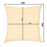 Schaduwdoek - zonnedoek - vierkant - 5x5 m - beige