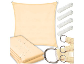 Schaduwdoek - zonnedoek - vierkant - 5x5 m - beige