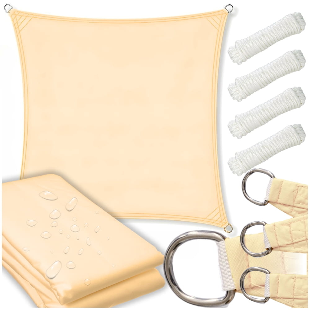 Schaduwdoek - zonnedoek - vierkant - 5x5 m - beige