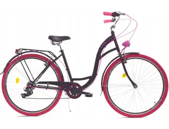 Stijlvolle meisjesfiets 26 inch - comfortabel zadel - spatborden en bagagedrager - 7 versnellingen