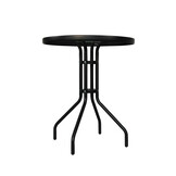 Bistrotafel - rond 60 cm – zwart - tuintafeltje met gehard glas