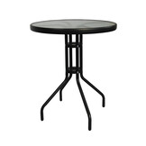 Bistrotafel - rond 60 cm – zwart - tuintafeltje met gehard glas