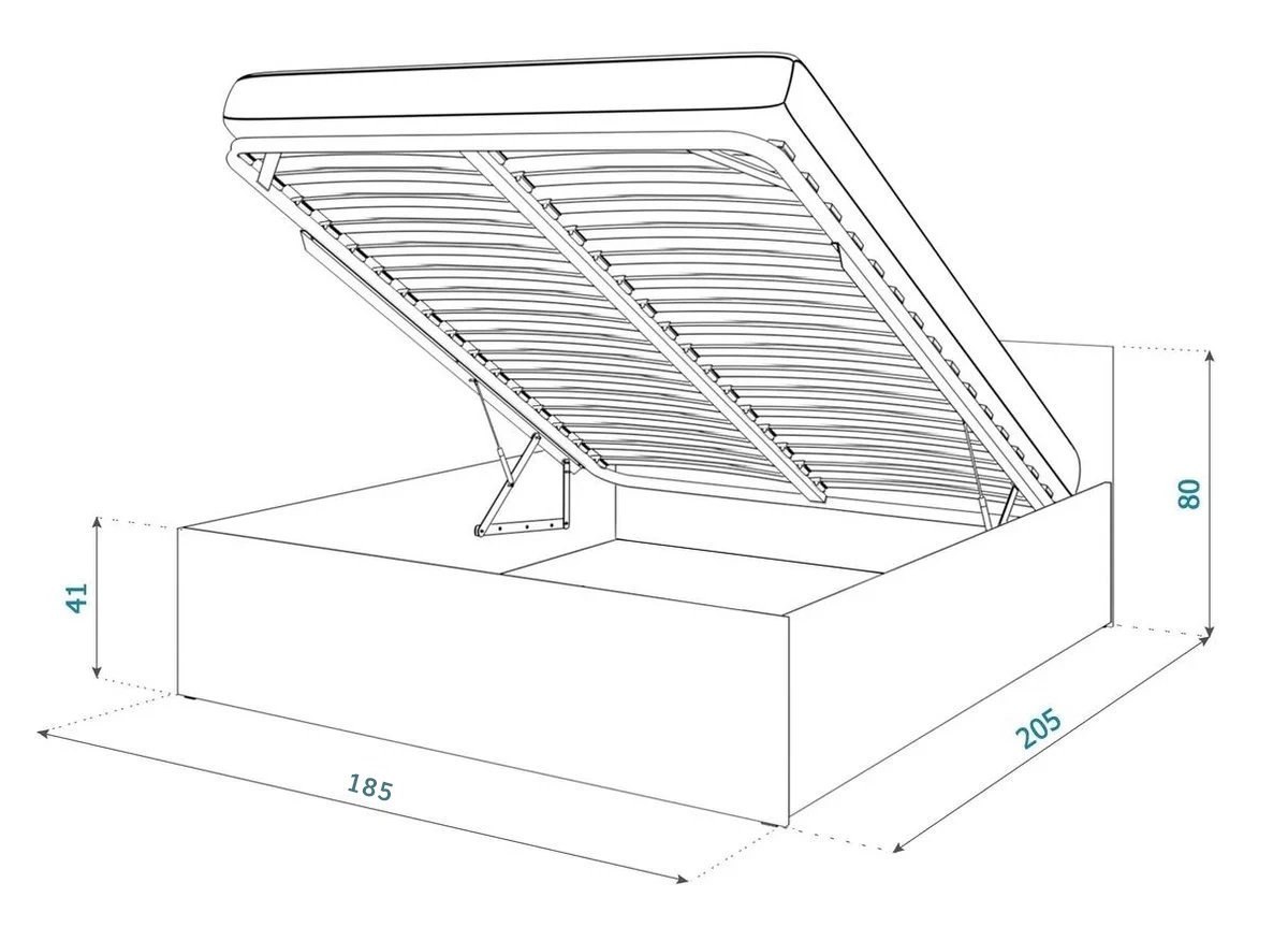 2 Persoonsbed 180x200cm - lits-jumeaux - opklapbare bodem - wit