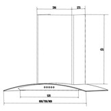 Afzuigkap - RVS met gebogen glas – 650 m³/u – 3 standen – LED