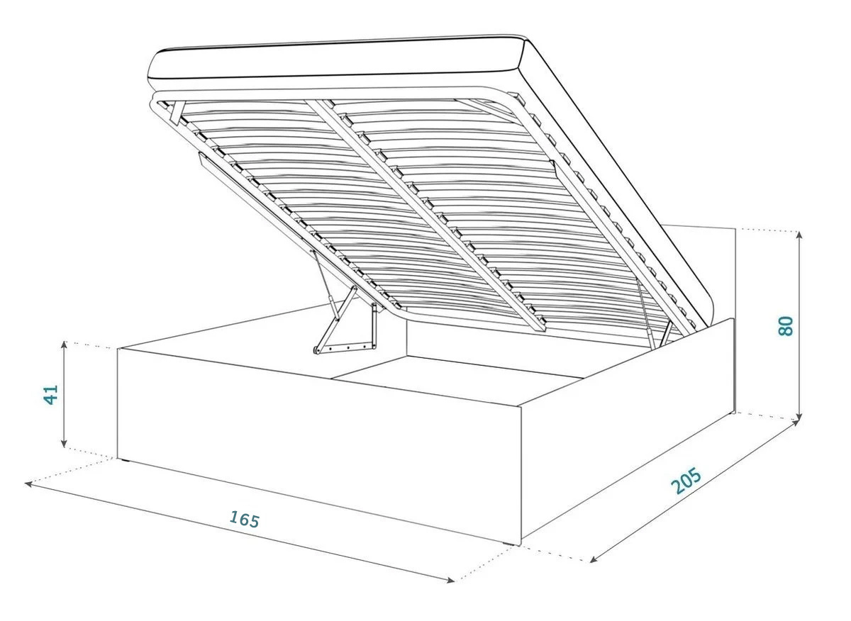 2 Persoonsbed - bed 160x200 cm - opklapbare bodem - wit