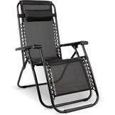 Tuinligstoel zwart - zonnedak & organizer Verstelbaar – 107 x 72 cm
