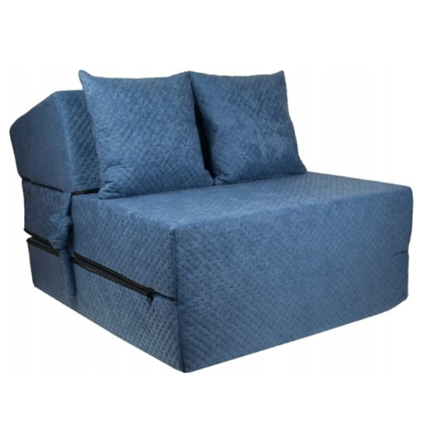 Luxe logeermatras - navy blauw - camping matras - reismatras - opvouwbaar matras - 200 x 70 x 15 - met kussens