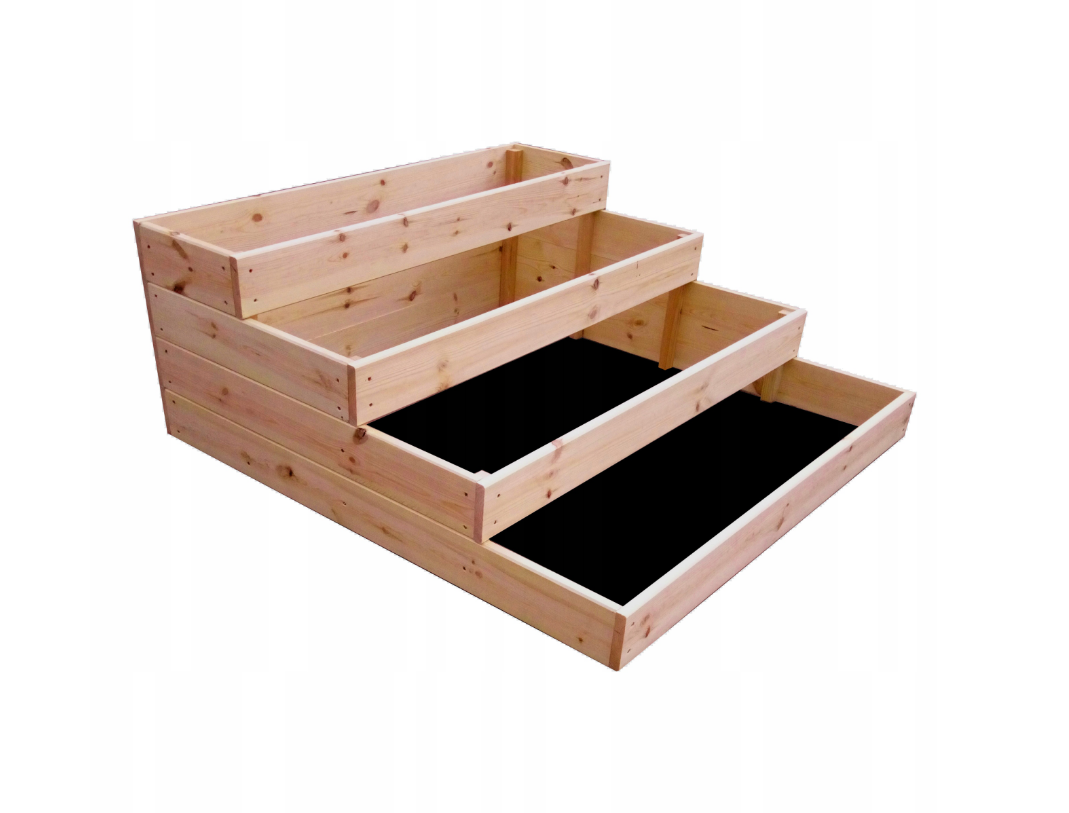 Moestuinbak - 4 lagen - 120x120x40 cm - hout - met gronddoek