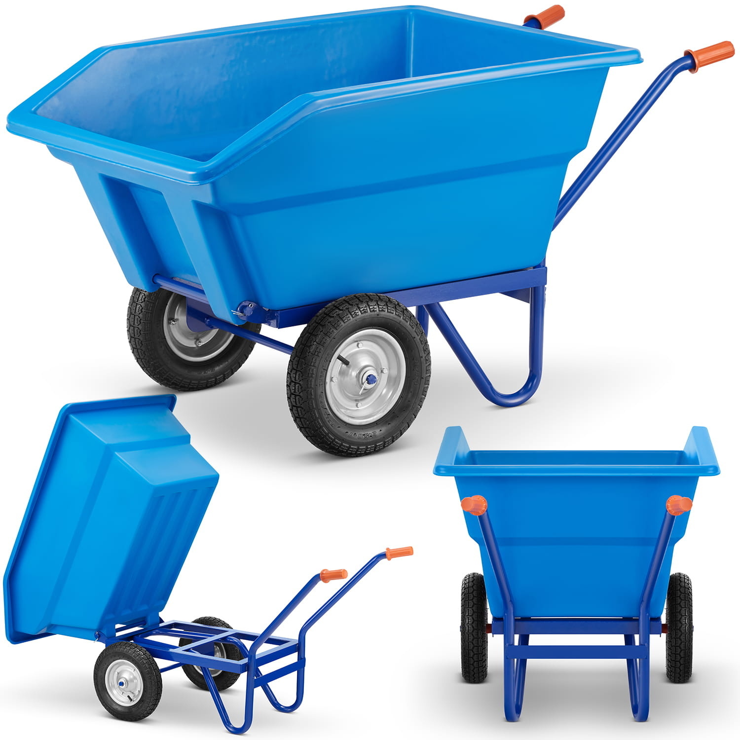 Kruiwagen 300L - kunststof kiep bak - tot 300 kg - luchtbanden