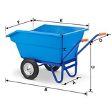 Kruiwagen 300L - kunststof kiep bak - tot 300 kg - luchtbanden