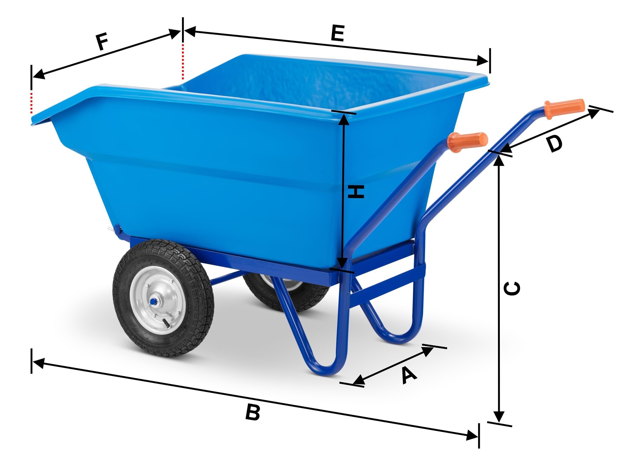 Kruiwagen 300L - kunststof kiep bak - tot 300 kg - luchtbanden