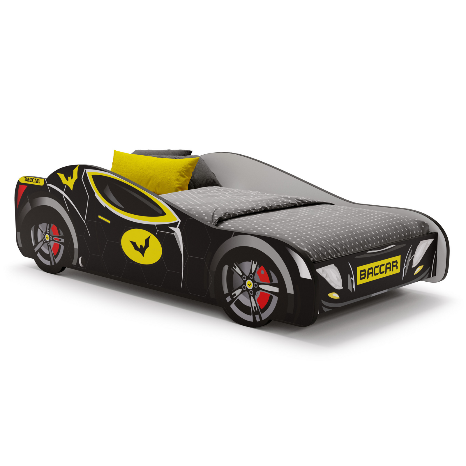 Autobed Batcar - kinderbed - 140x70cm - zwart geel