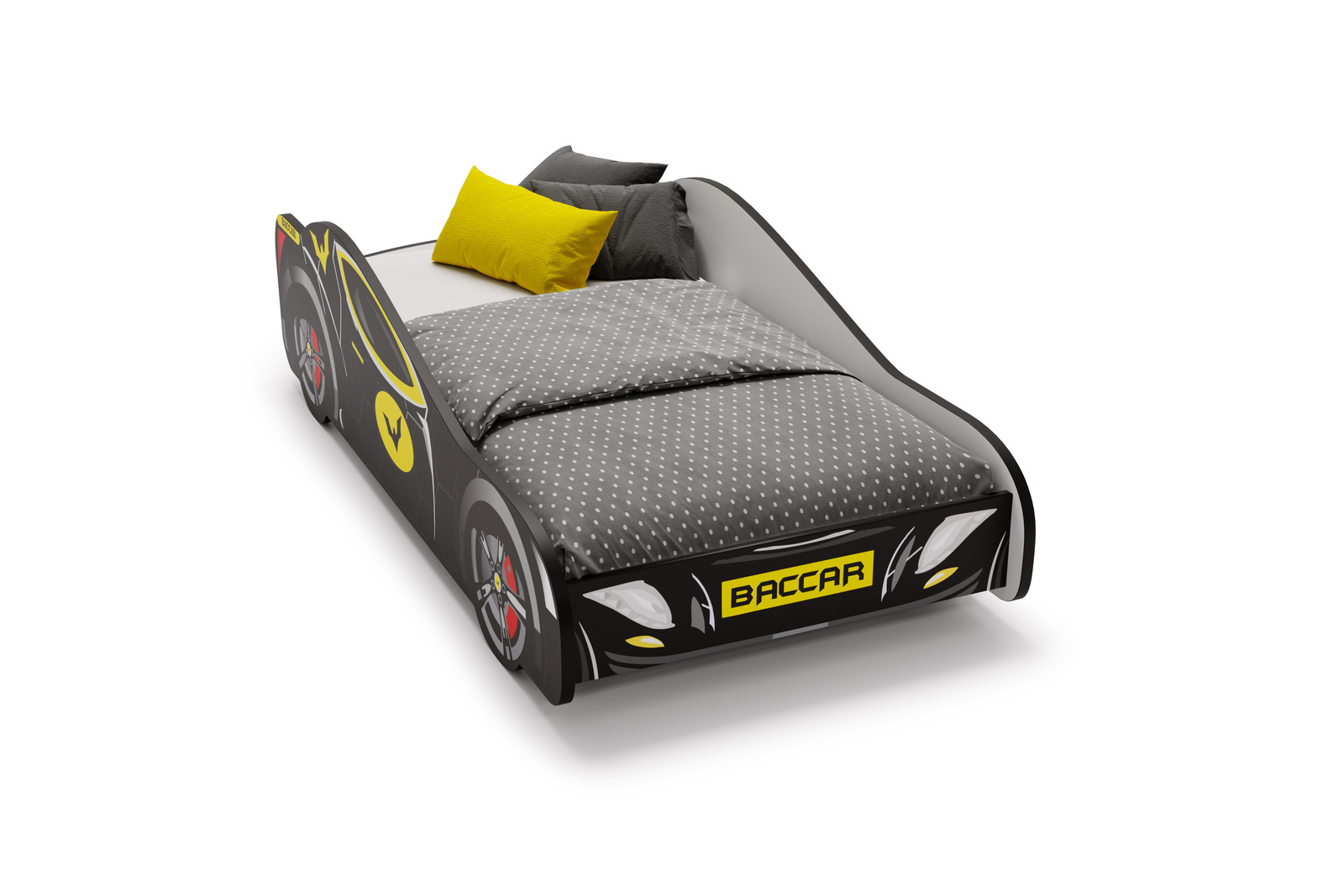 Autobed Batcar - kinderbed - 140x70cm - zwart geel