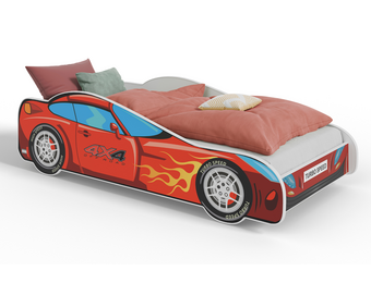 Kinderbed - rode auto - 160x80 cm - met matras