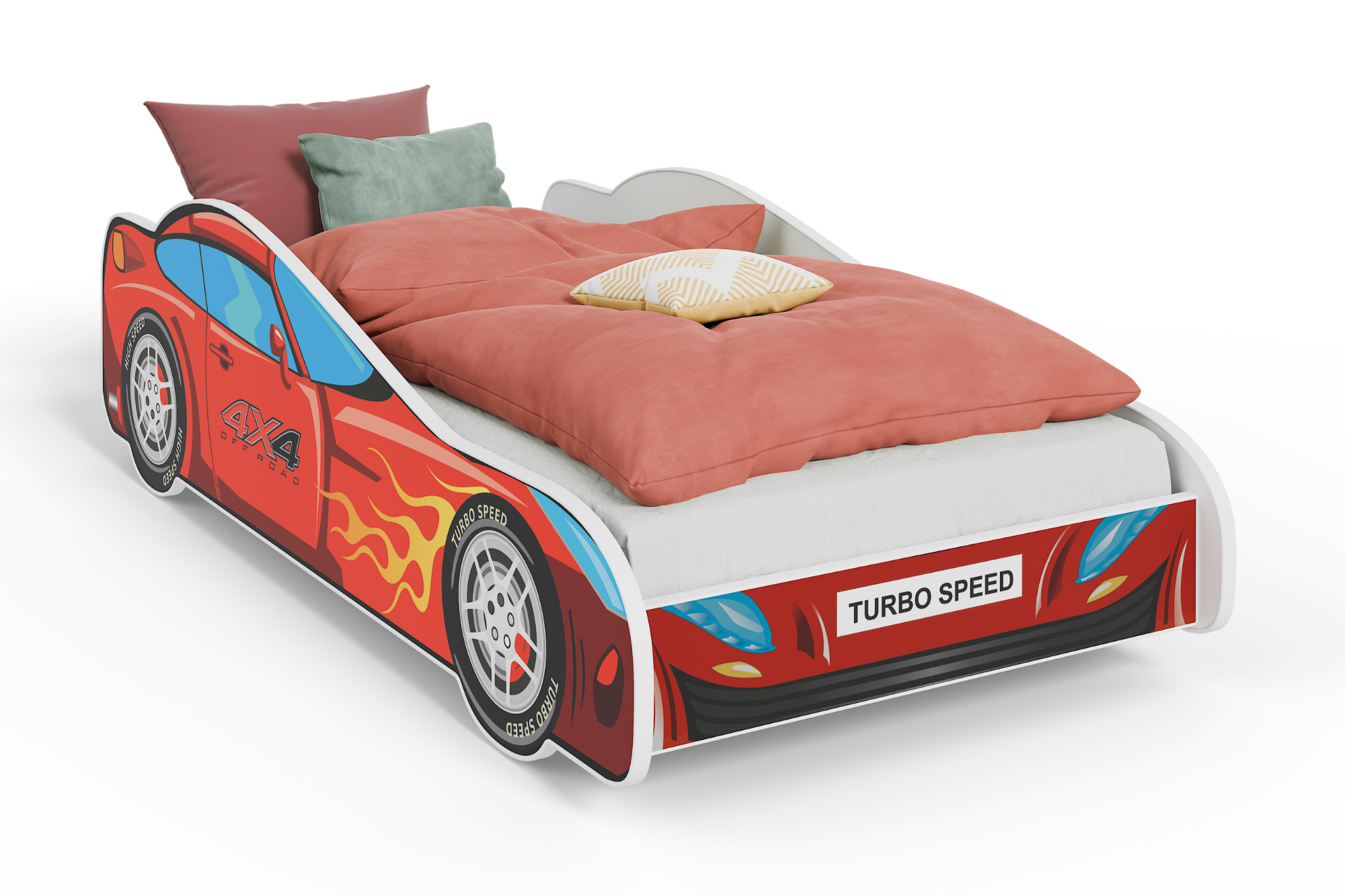 Kinderbed - rode auto - 160x80 cm - met matras