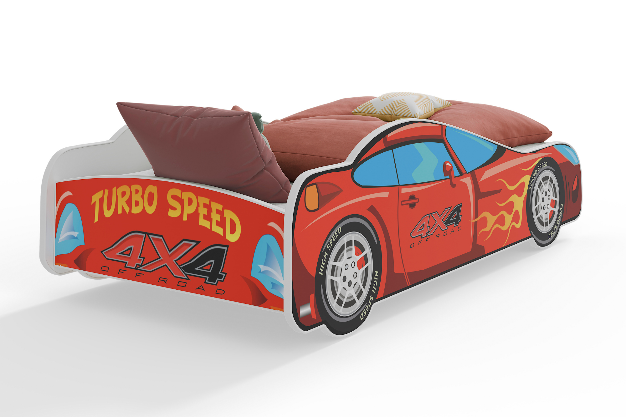 Kinderbed - rode auto - 160x80 cm - met matras