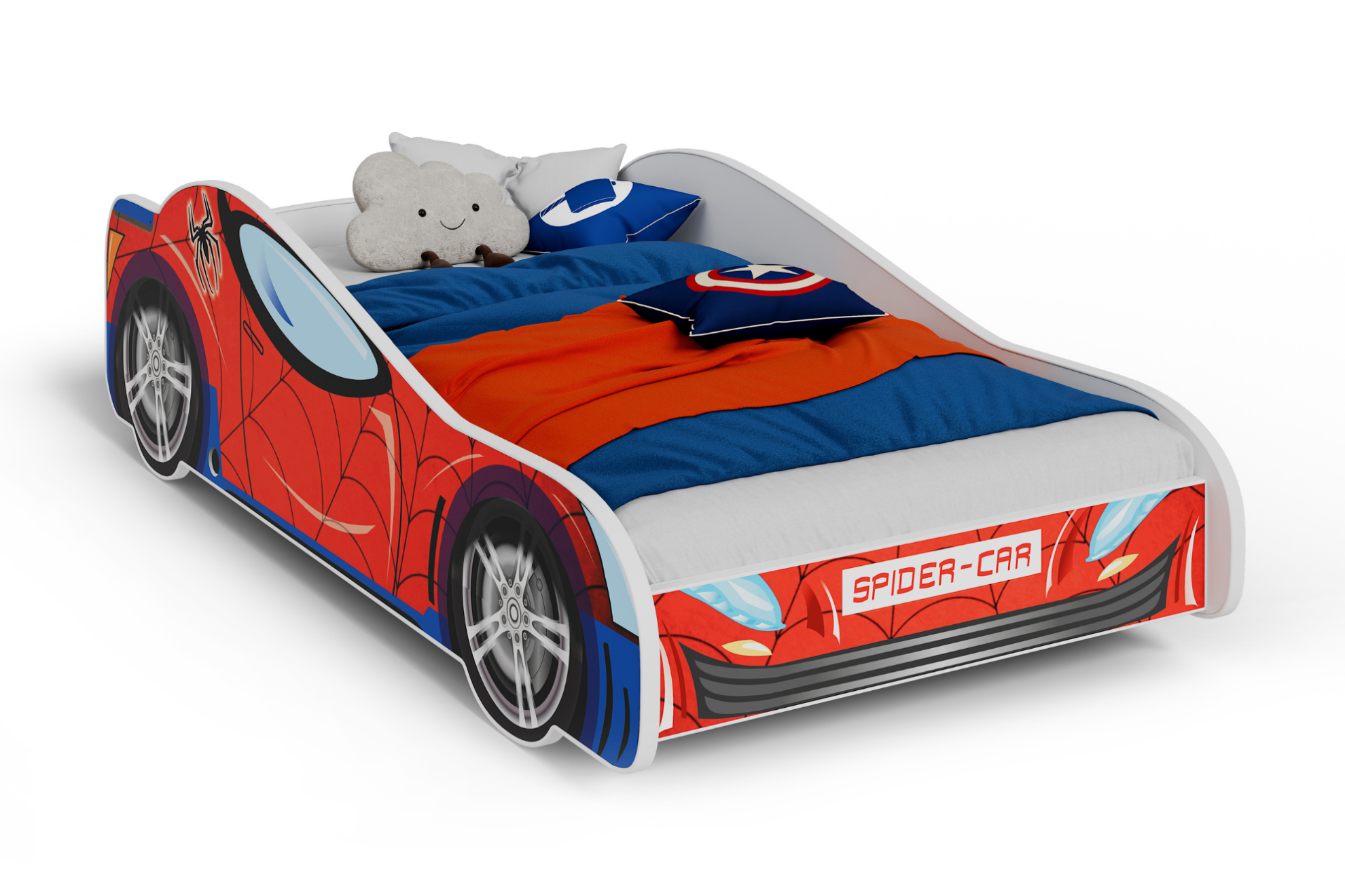 Kinderbed - Spiderman auto bed - 140x70 cm - incl. matras