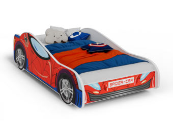 Kinderbed - Spiderman auto bed - 160x80 cm - incl. matras