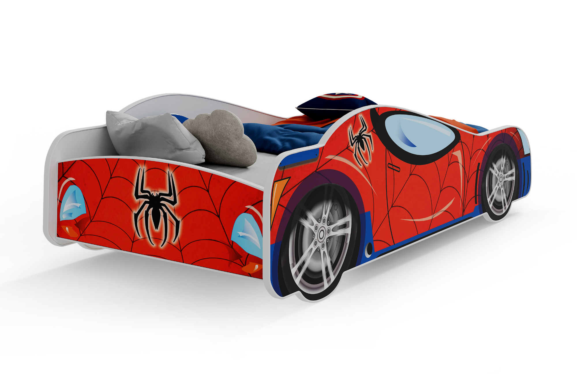 Kinderbed - Spiderman auto bed - 160x80 cm - incl. matras