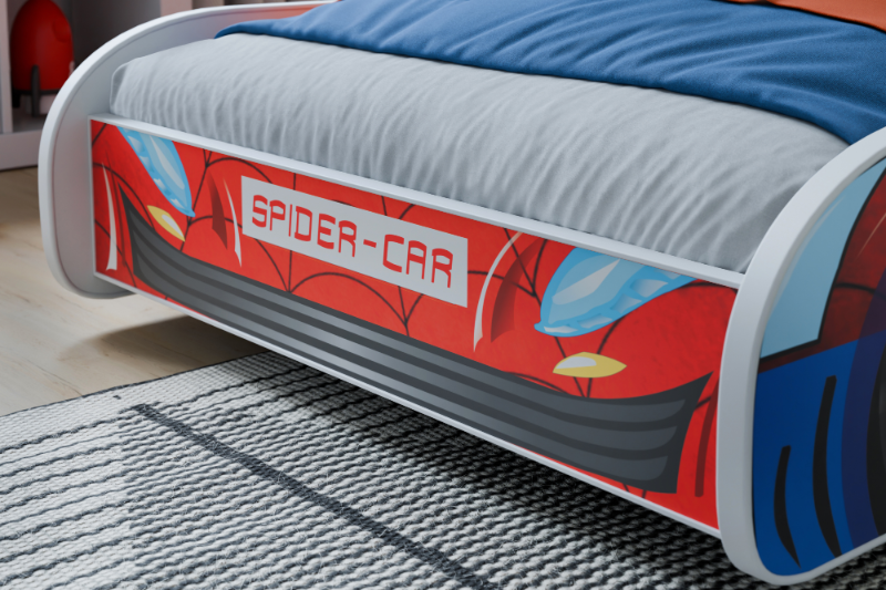 Kinderbed - Spiderman auto bed - 160x80 cm - incl. matras