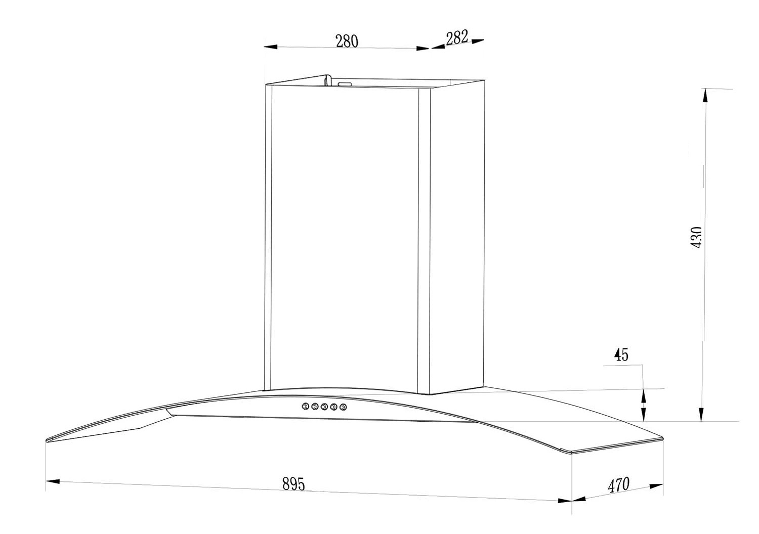 Afzuigkap 84 cm Berdsen BT-223 INOX