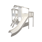 Stapelbed met glijbaan - bedhuisje 90x200 voor kinderen - wit
