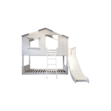 Stapelbed met glijbaan - bedhuisje 90x200 voor kinderen - wit