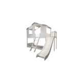 Stapelbed met glijbaan - bedhuisje 90x200 voor kinderen - wit