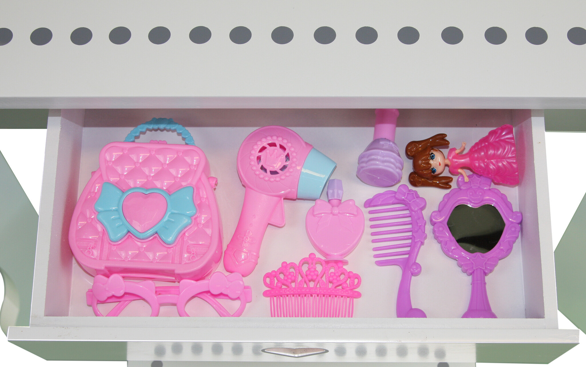 Kinderkaptafel met spiegel en accessoires - 91x50x70cm - wit