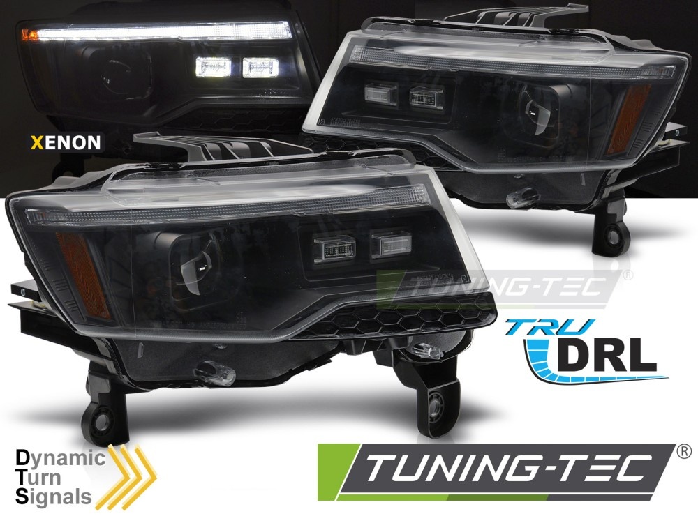 Koplampen Chrysler Jeep Grand Cherokee 14-21 Zwart Tube Light Sequentiële HID