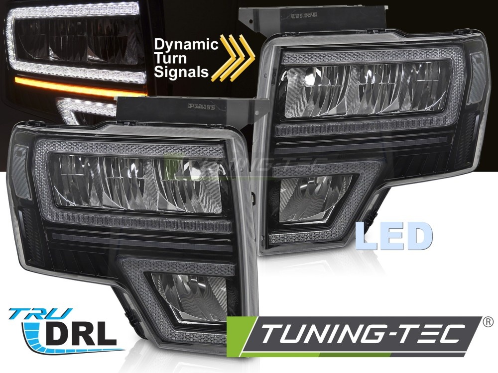Koplampen FORD F150 MK12 08-14 LED DRL SEQ Zwart
