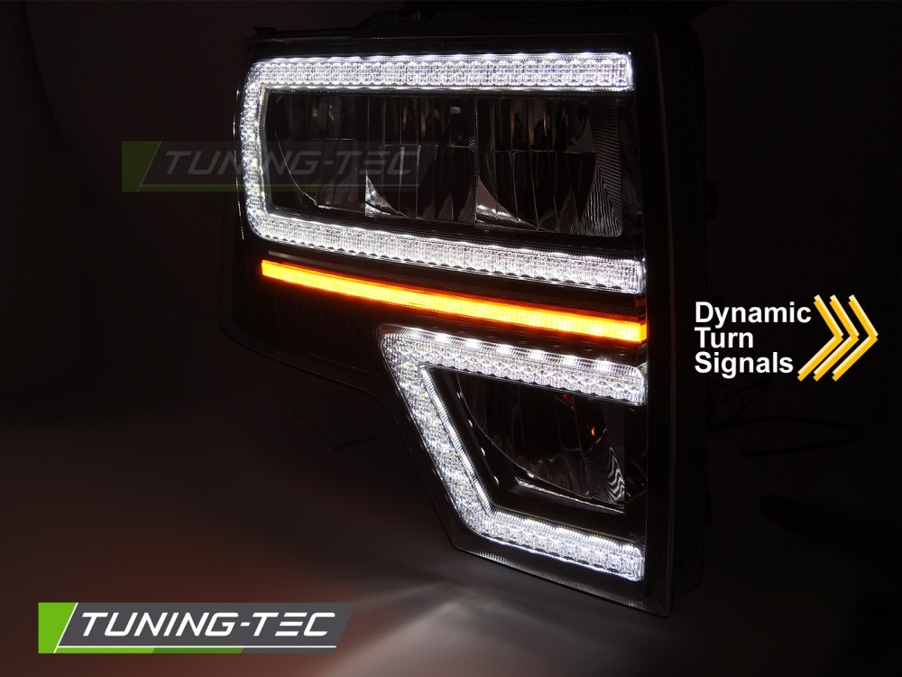 Koplampen geschikt voor FORD F150 MK12 08-14 LED DRL SEQ Zwart