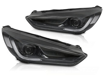 Koplampen Ford Focus MK3 14-18 Zwart LED DRL