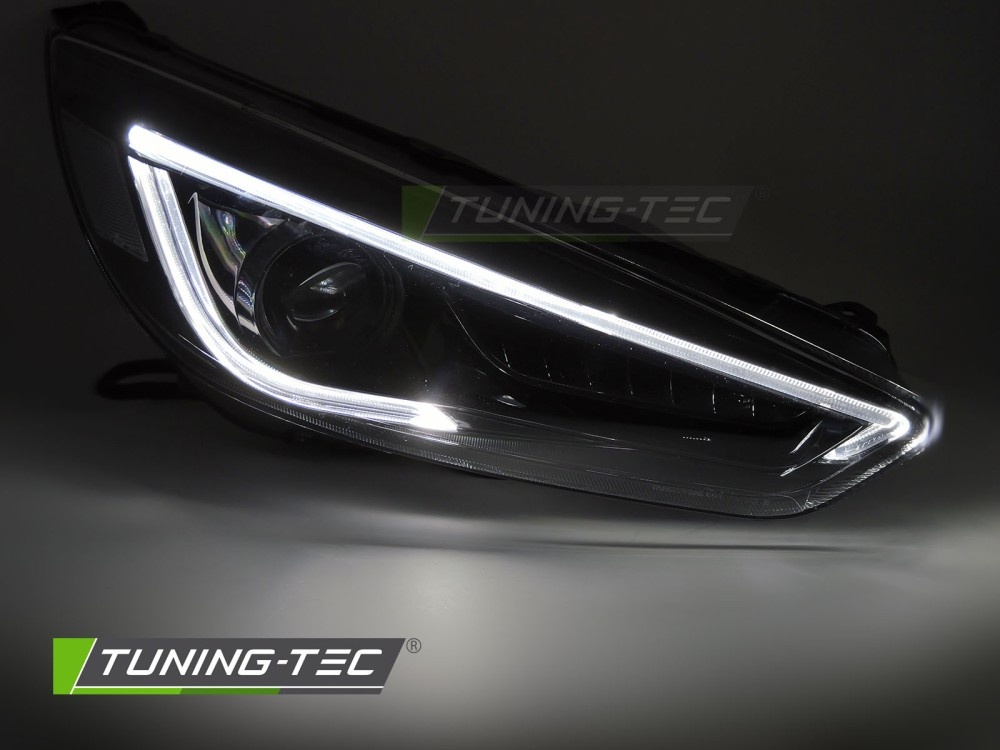 Koplampen Ford Focus MK3 14-18 Zwart LED DRL
