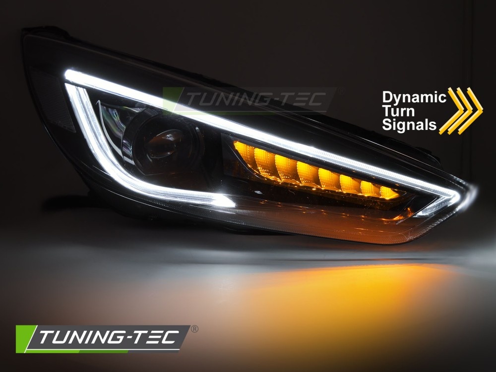 Koplampen Ford Focus MK3 14-18 Zwart LED DRL